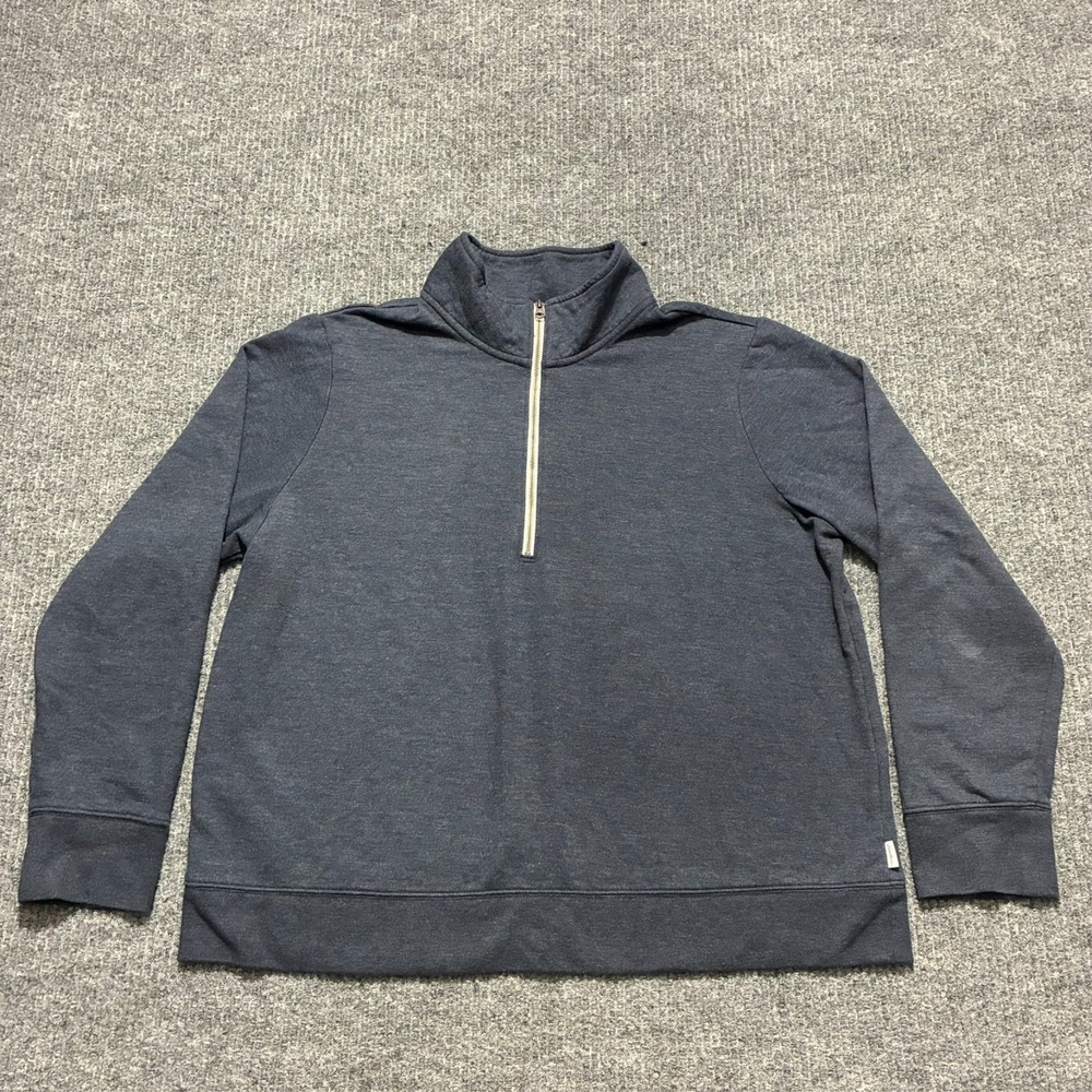 Eddie Bauer Womens Camp Fleece Pullover Size XL Blue 1/4 Zip‎ Long Sleeve